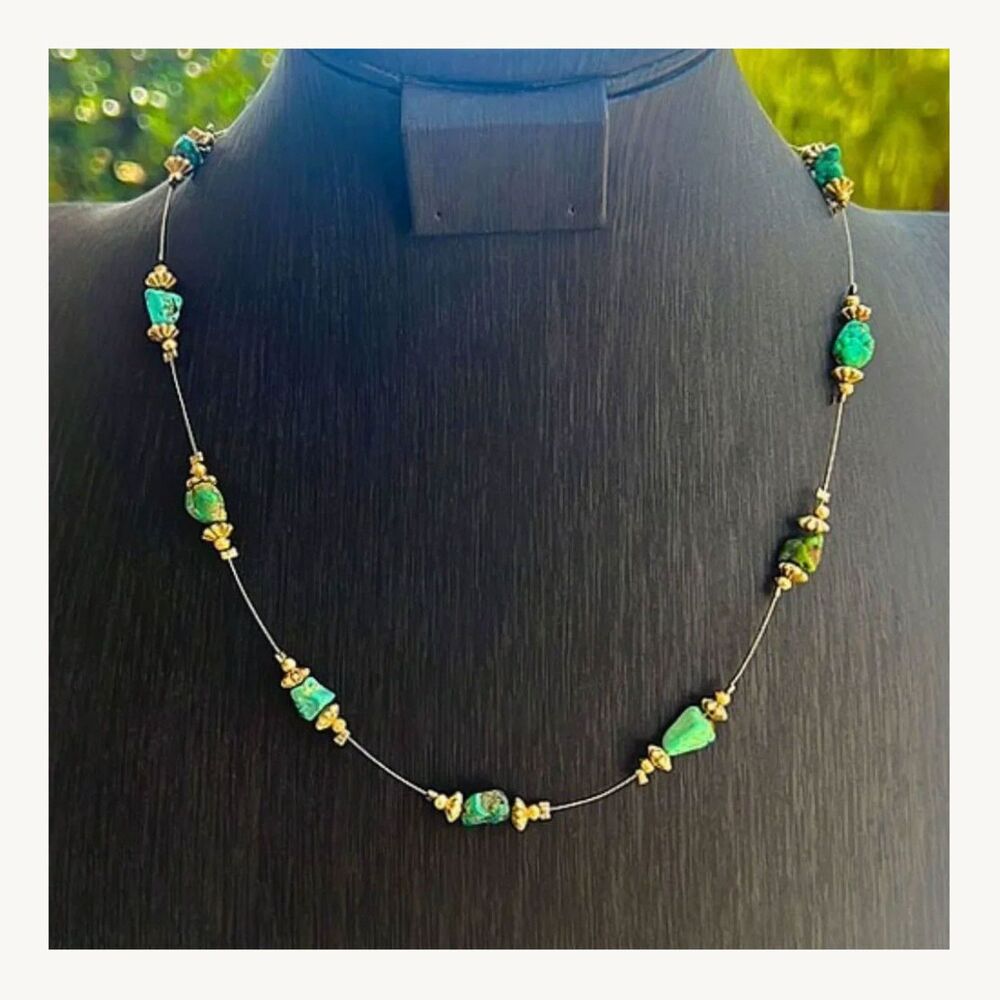 Vintage 70’s Genuine Turquoise Nugget Station Necklace